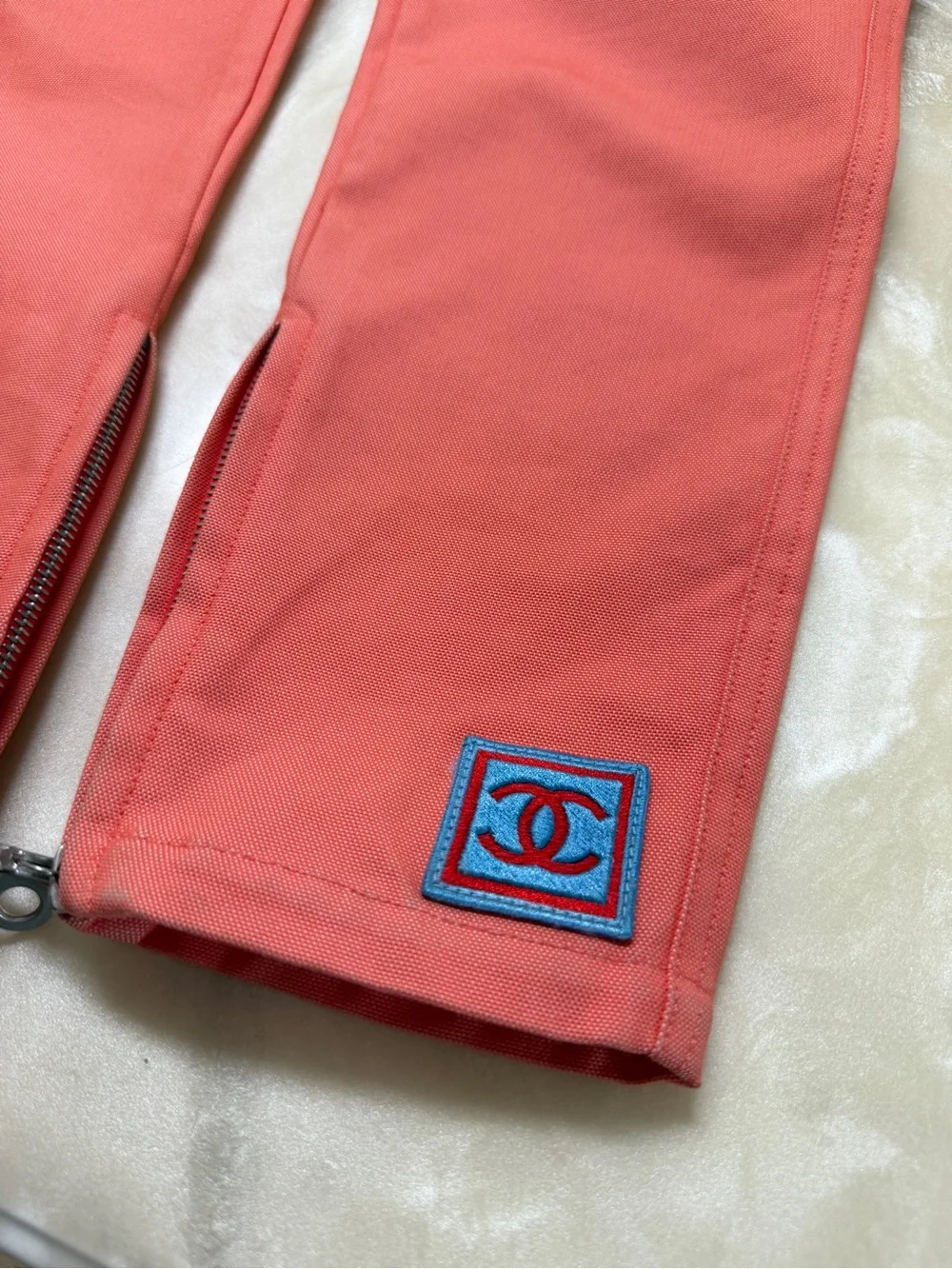 Y2k Chanel Identification SS 2002 Orange Peach Utility Cargo Pants IT 40